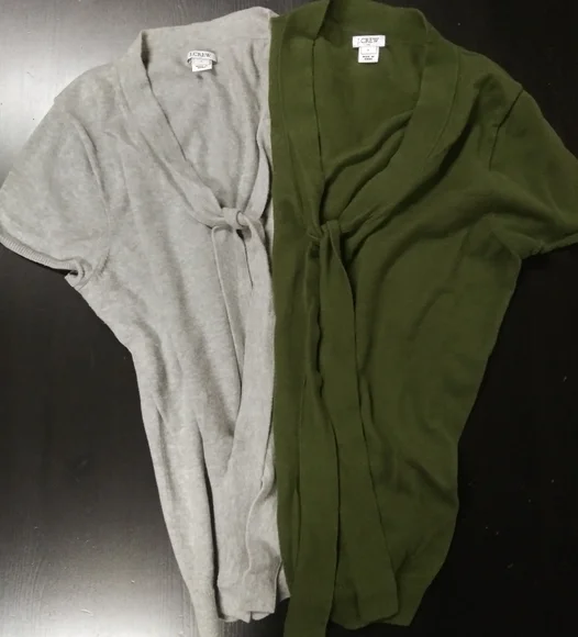 J. Crew | HP🎈Tie-up S/S Sweater Bundle Green Grey - Picture 8 of 8